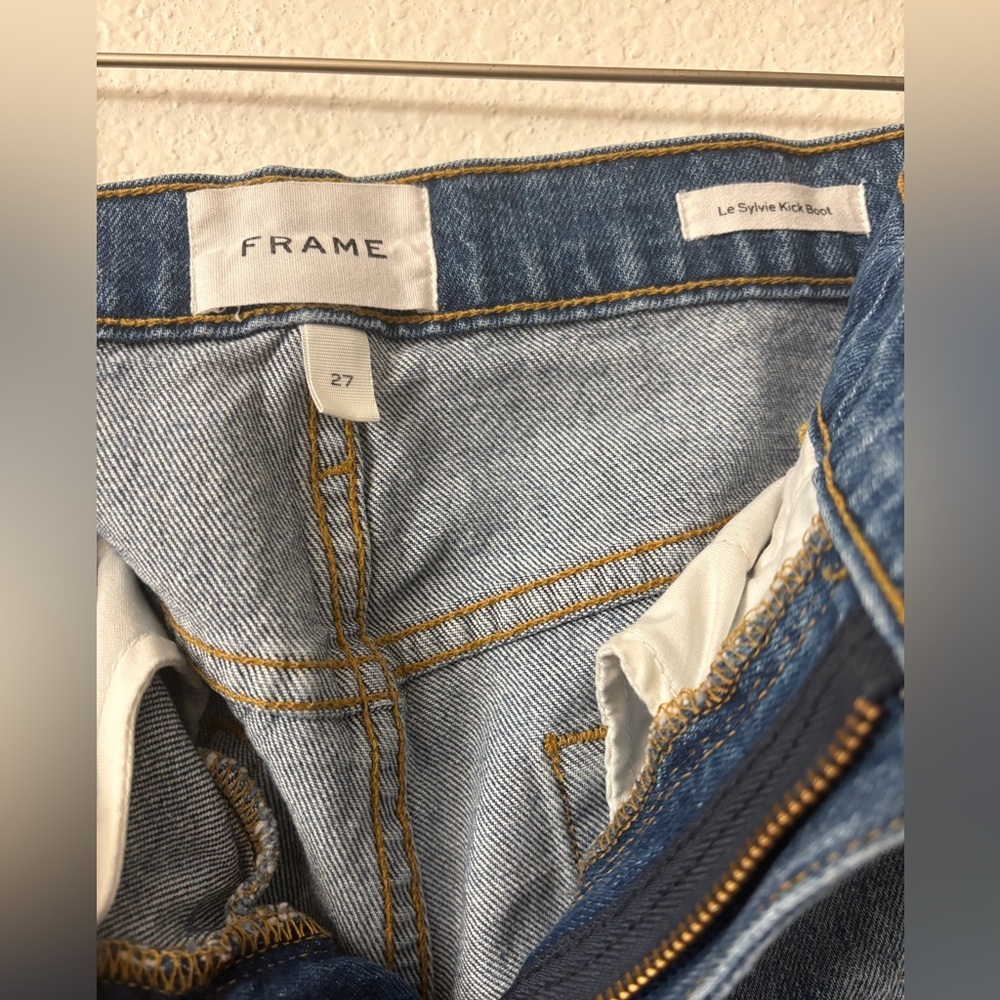 Frame Le Sylvie Kick Boot Mixed Media Jean Size 27 - image 2